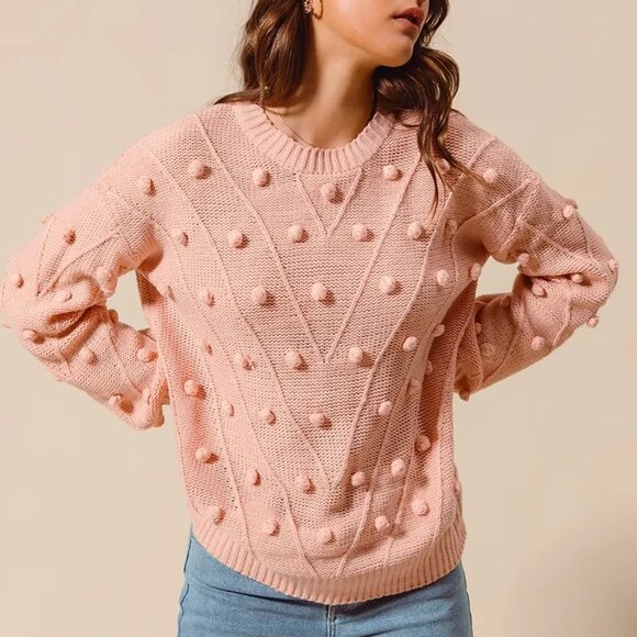 SO ME Pom Pom Textured Knit Sweater Top - Picture 7 of 11